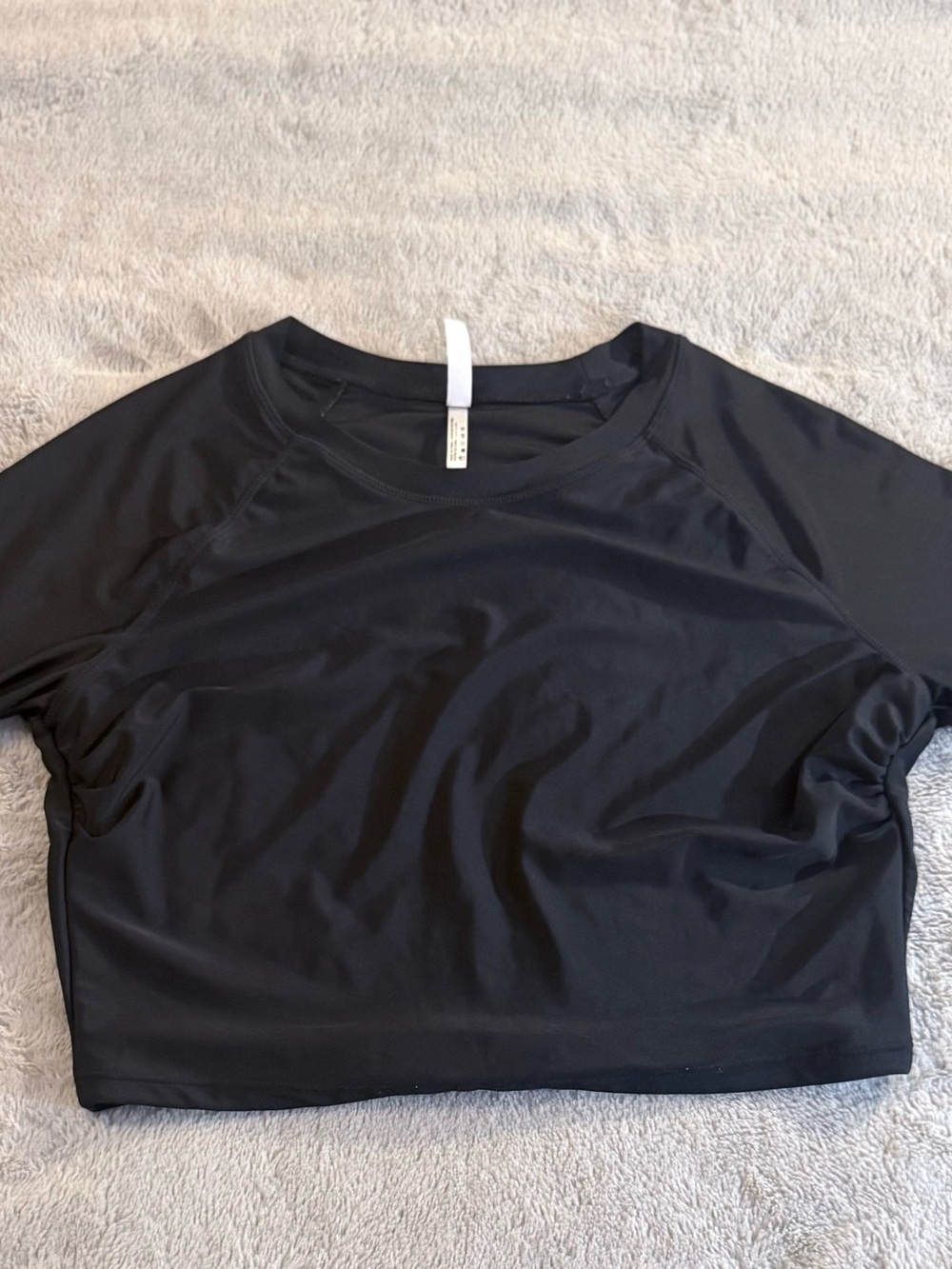 Ardene Collective Black Long Sleeve with Rouching Activewear Swim Top | Size L